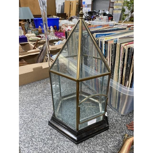 217 - Hexagonal brass & glass terrarium 25W 44H