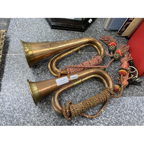 218 - 2 copper/ brass bugles