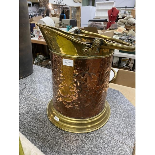 Arts & Crafts copper & brass coal bucket