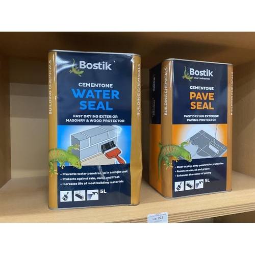 233 - Tin of Bostik water seal 5L & Bostik pave seal 5L (New)