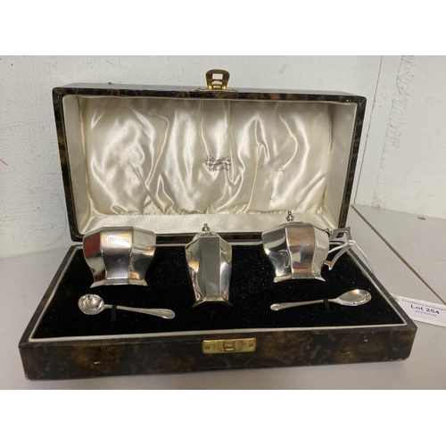 254 - Cased Fattorini & Son silver cruet set