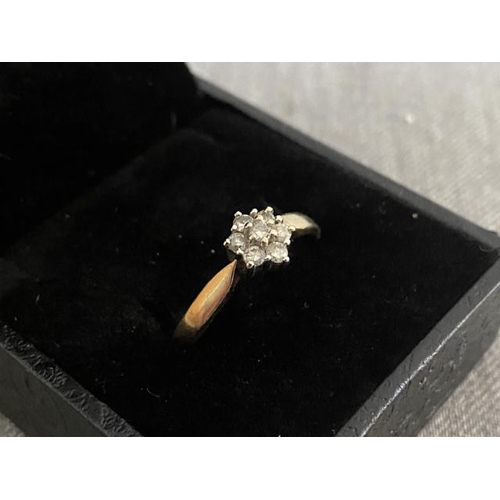 283 - 9ct gold & diamond ring (size T, 2.4g)