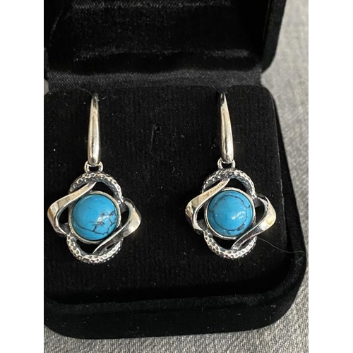 315 - Pair of silver & turquoise earrings