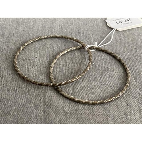 347 - Pair of Mexican 925 silver hoop bangles