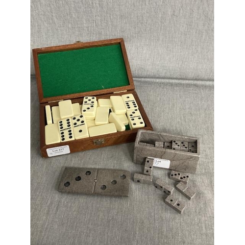 377 - Cased Jaques dominoes & cased & carved granite dominoes set