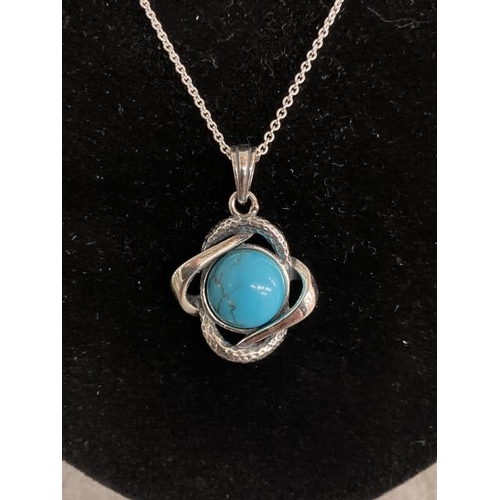 382 - Silver & turquoise pendant on silver chain