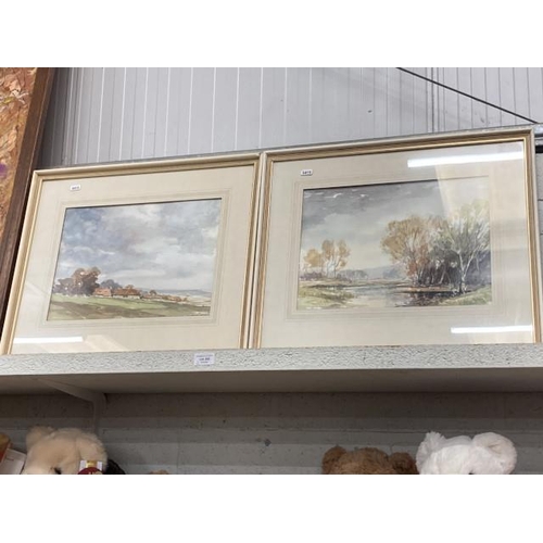 395 - 2 framed signed landscape watercolours 58x50cm