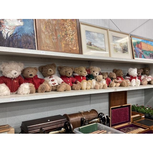 398 - 9 Harrods teddy bears 2011, 13, 14, 15, 16, 17, 18, 20 & 1 other (2015 30th Anniversary), 1 John Lew... 