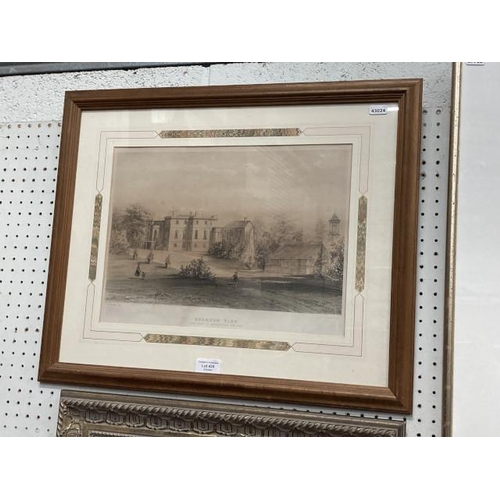 425 - Framed etching of Bramham Park, The Seat of George Lane Fox Esquire 47x57cm