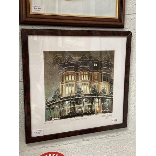 436 - Framed pencil signed print 'A Stolen Moment' Betty's, Harrogate 38x36cm