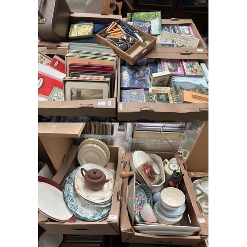 451 - 10 boxes of place mats, Orchid planters, note books/ pads, cards, terracotta teapot, cutlery, servie... 