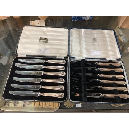 470 - Two cased sets of silver handled knives (Mappin & Webb & Fattorini & Sons)