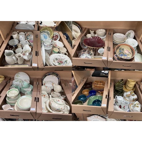 478 - 8 mixed boxes of ceramics inc. Haviland France, Booths, Wade, Lustre, Foley, Newhall, Willow Tree et... 