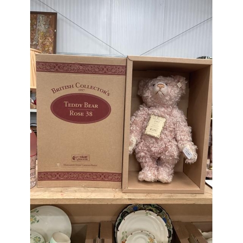 489 - Boxed Steiff British collector's 1997 'Rose 38' mohair teddy bear 37cm