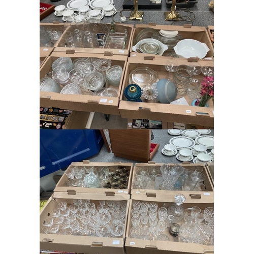 542 - 8 boxes of assorted glassware including Wilkinson Crystal, cut glass etc