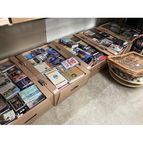 557 - 5 boxes of audio books (cassettes) including Jeffrey Archer, Colin Dexter, Mary Wesley etc