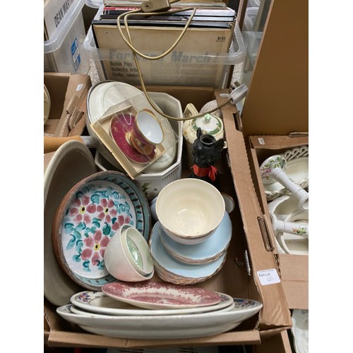 451 - 10 boxes of place mats, Orchid planters, note books/ pads, cards, terracotta teapot, cutlery, servie... 