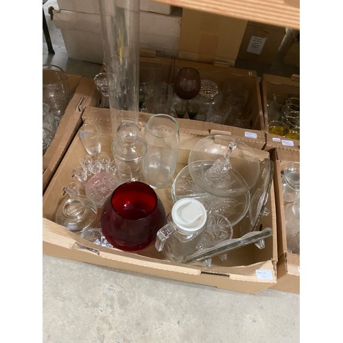 560 - 7 boxes included glassware, Franklin Spellmaster, barometer etc