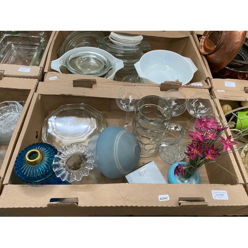 542 - 8 boxes of assorted glassware including Wilkinson Crystal, cut glass etc