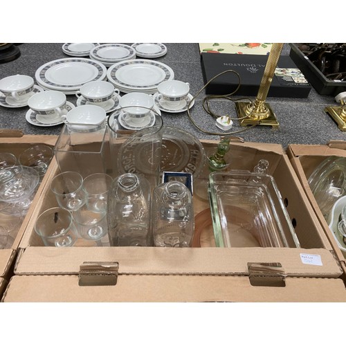 542 - 8 boxes of assorted glassware including Wilkinson Crystal, cut glass etc