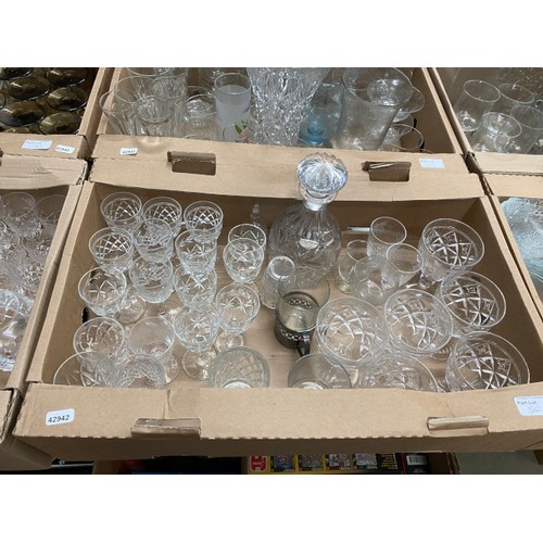 542 - 8 boxes of assorted glassware including Wilkinson Crystal, cut glass etc