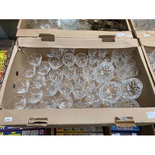 542 - 8 boxes of assorted glassware including Wilkinson Crystal, cut glass etc