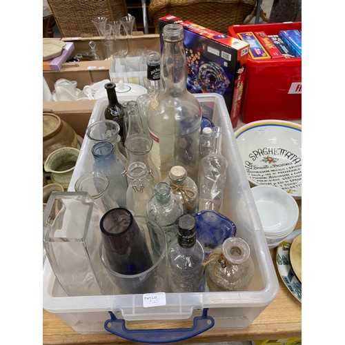 543 - Assorted collectors plates, bottles, florist buckets, walking sticks etc