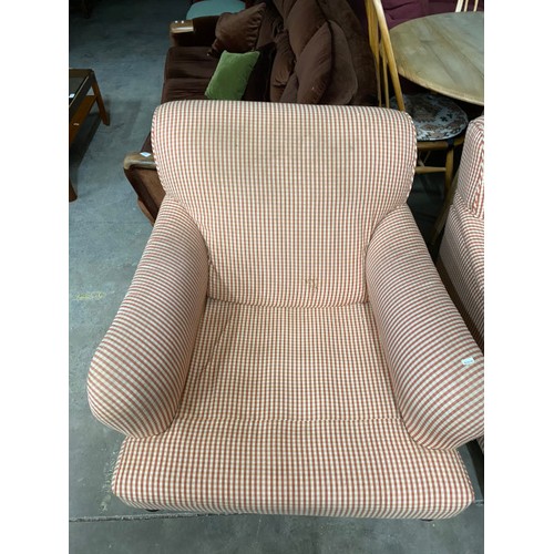 88 - Pair of checked upholstered farmhouse chairs 90W