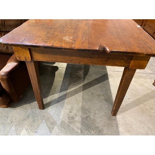 113 - Victorian pine farmhouse table 77H 230W 92D