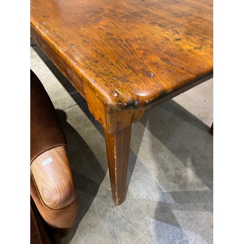 113 - Victorian pine farmhouse table 77H 230W 92D