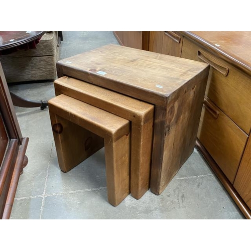 100 - Solid pine nest of 3 tables 48H 56W 38D