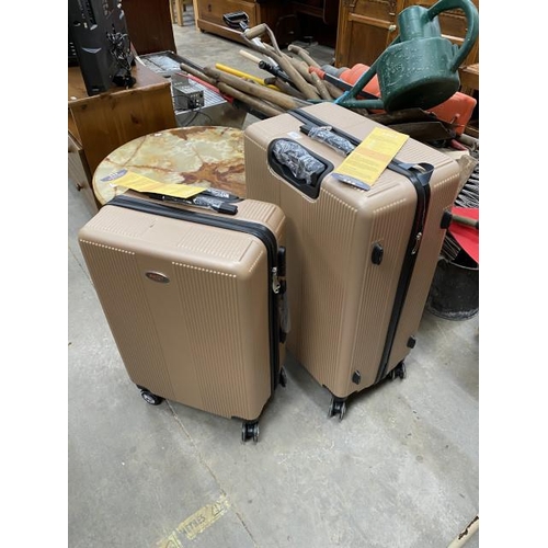 112 - 2 graduated AHOY suitcases in champagne (24” & 28”) NEW