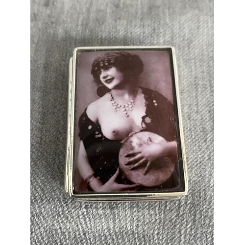 319 - Silver reproduction Victoriana erotic trinket box 3x5cm