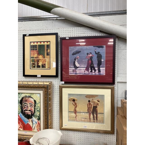 369 - 3 framed Jack Vetriano prints 'The Innocents', 'The Singing Butler' & 'Mad Dogs' (38x44cm & two @ 52... 