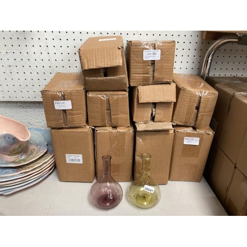 382 - 16 glass purple & yellow vases (ex shop stock)