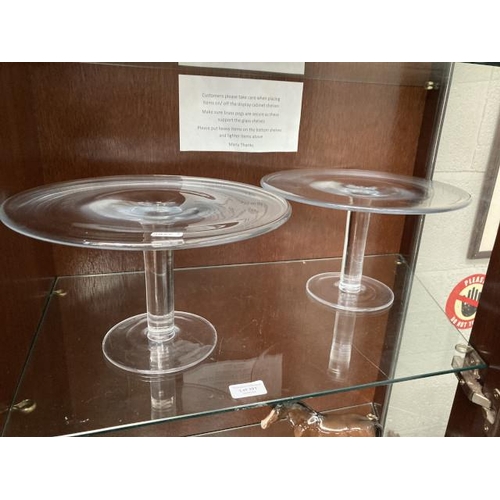 391 - Pair of hand blown glass cake stands