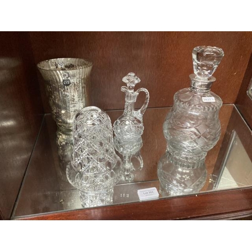 393 - Selection of glassware inc. silver topped decanter