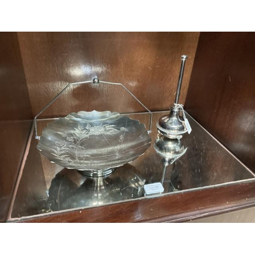 398 - Judaica Incense sprinkler (Stamped Royal Silver Lebanon) & silver plated cake stand