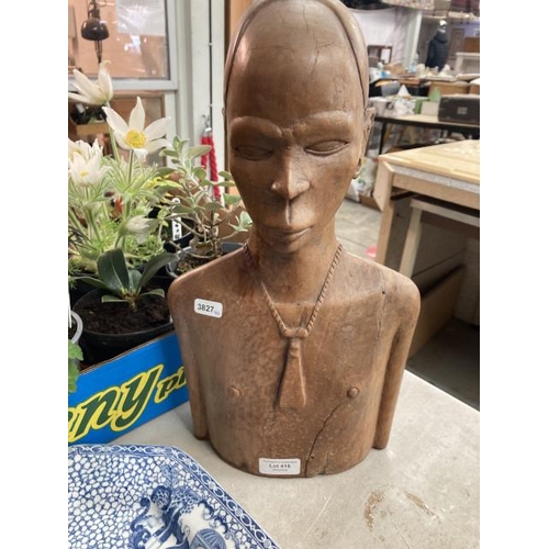 418 - African carved wooden bust 40H