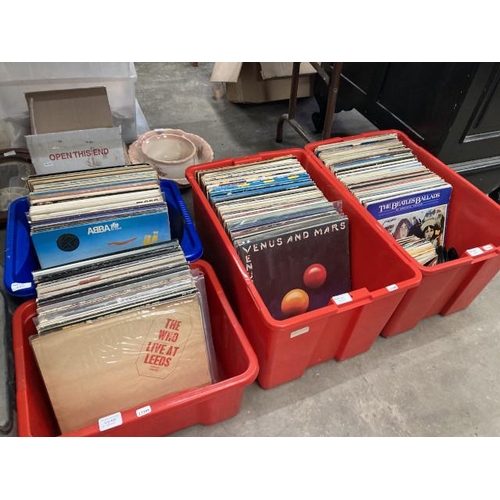 490 - 4 boxes of vinyl LP’s & 45’s including ABBA, Wings, The Who, Status Quo, Beatles etc