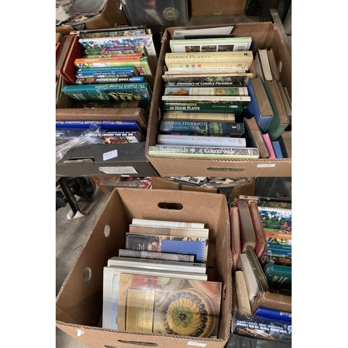 523 - 3 boxes of books including cookery, gardening, houseplants, James Herriot, History of Nidderdale etc