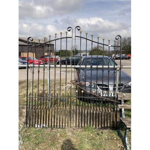 534 - Good quality wrought iron garden gates with posts (each gate 91W 200H)