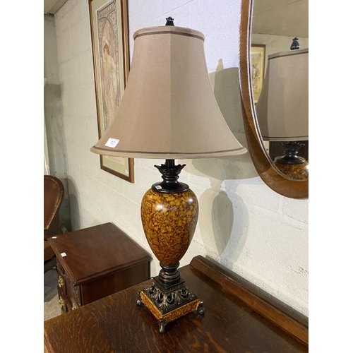 61 - Urn form table lamp and shade 80H