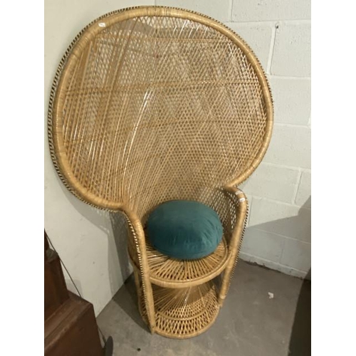 85 - 20th century caned Peacock chair 150H 105W 52D