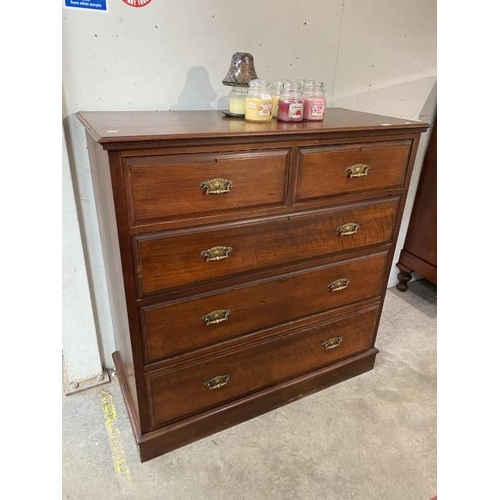 89 - 19th century mahogany 2 over 3 chest of drawers 124H 122W 55D