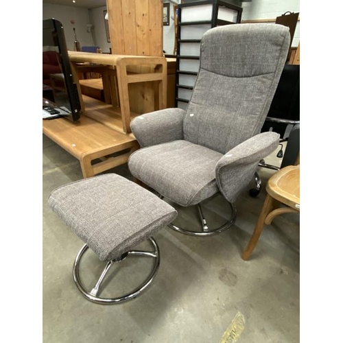95 - Global Furniture Alliance Ltd swivel chair 77W and matching footstool in grey