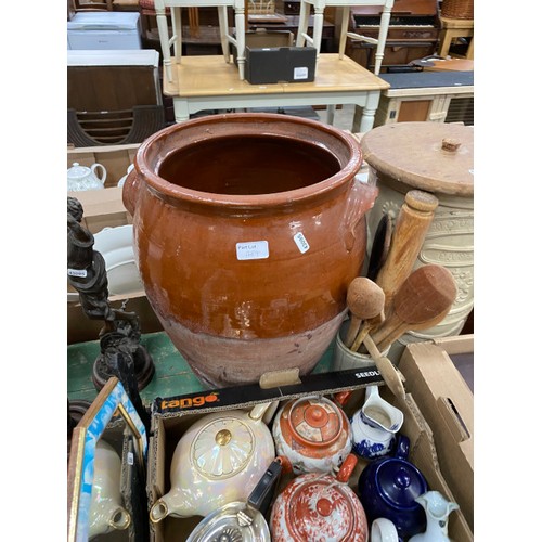 489 - Assorted glassware including Cranberry, cut glass, pressed glass, treen boxes, tea pots including pl... 