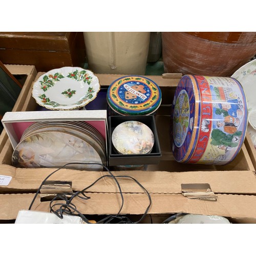 492 - 6 boxes of collectables including Minton rose basket, Jasperware bud vases, Royal Albert Christmas m... 