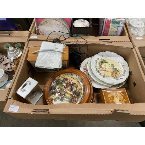 492 - 6 boxes of collectables including Minton rose basket, Jasperware bud vases, Royal Albert Christmas m... 