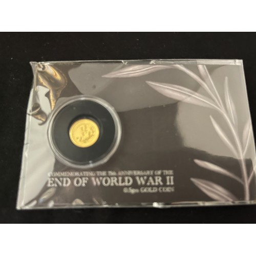 305 - “The Perth Mint” 75th Anniversary End Of World War II Quarter Ounce Gold Proof Coin 
Denomination: 2... 